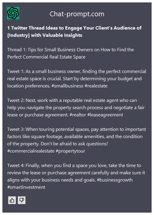  1 Twitter Thread Ideas to Engage Your Client's Audience of [Industry] with Valuable Insights