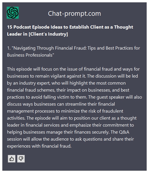  15 Podcast Episode Ideas to Establish Client as a Thought Leader in [Client's Industry]