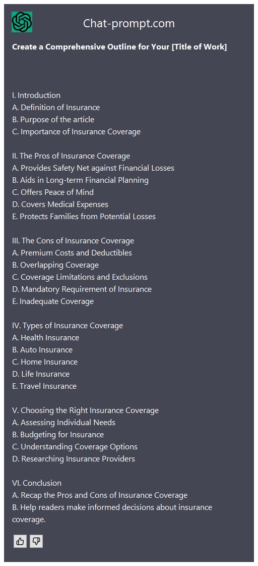  Create a Comprehensive Outline for Your [Title of Work]